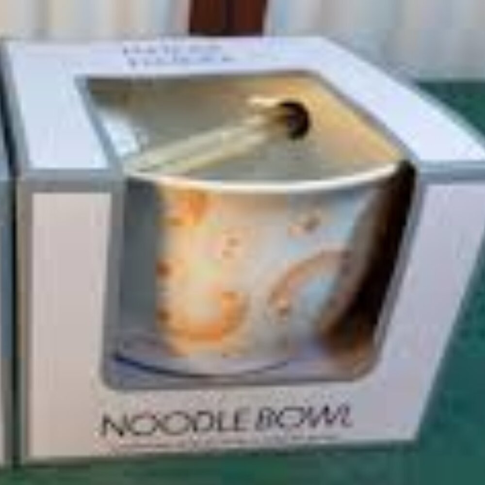 NWOB Room 2 Room Decorative Noodle Bowl w/Chopsticks & Spoon Set